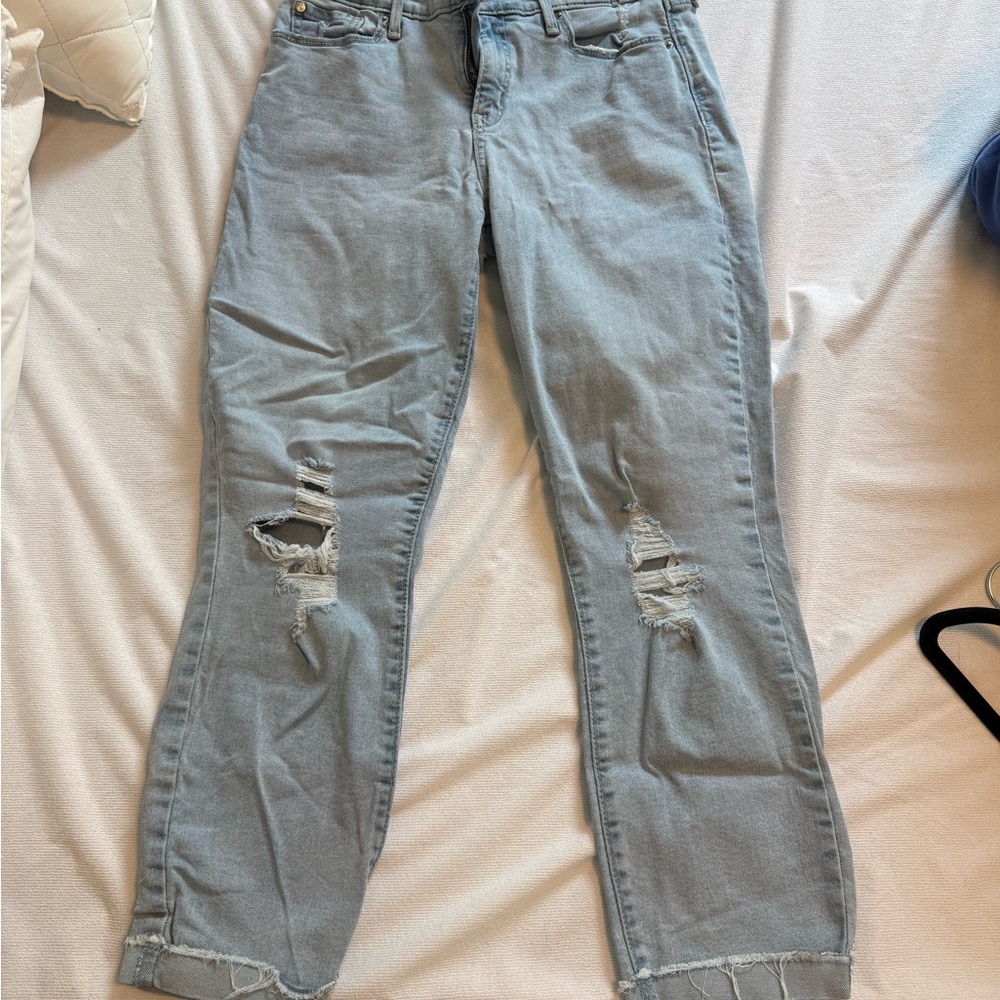 Levi's Light Blue Distressed Cropped Jeans